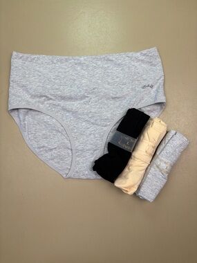 Coskefy Seamless Panties 4 Pack L Gray Nude Black Cotton Stretch NIP